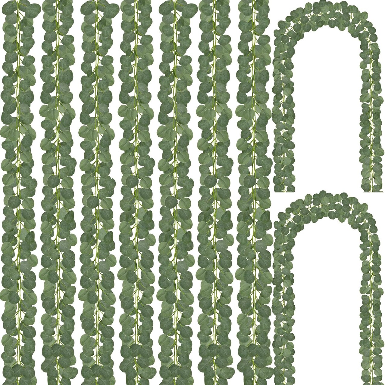 24 Pack Artificial Eucalyptus Garland – 168FT Faux Greenery Vines for Wedding Backdrop, Fireplace, Arch, Door, Wall & Room Decoration